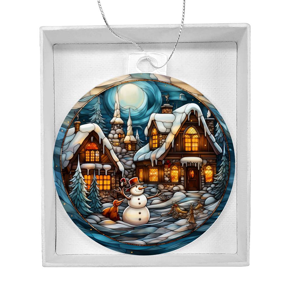 Cozy Winter Village Ornament - Handcrafted Christmas Decor