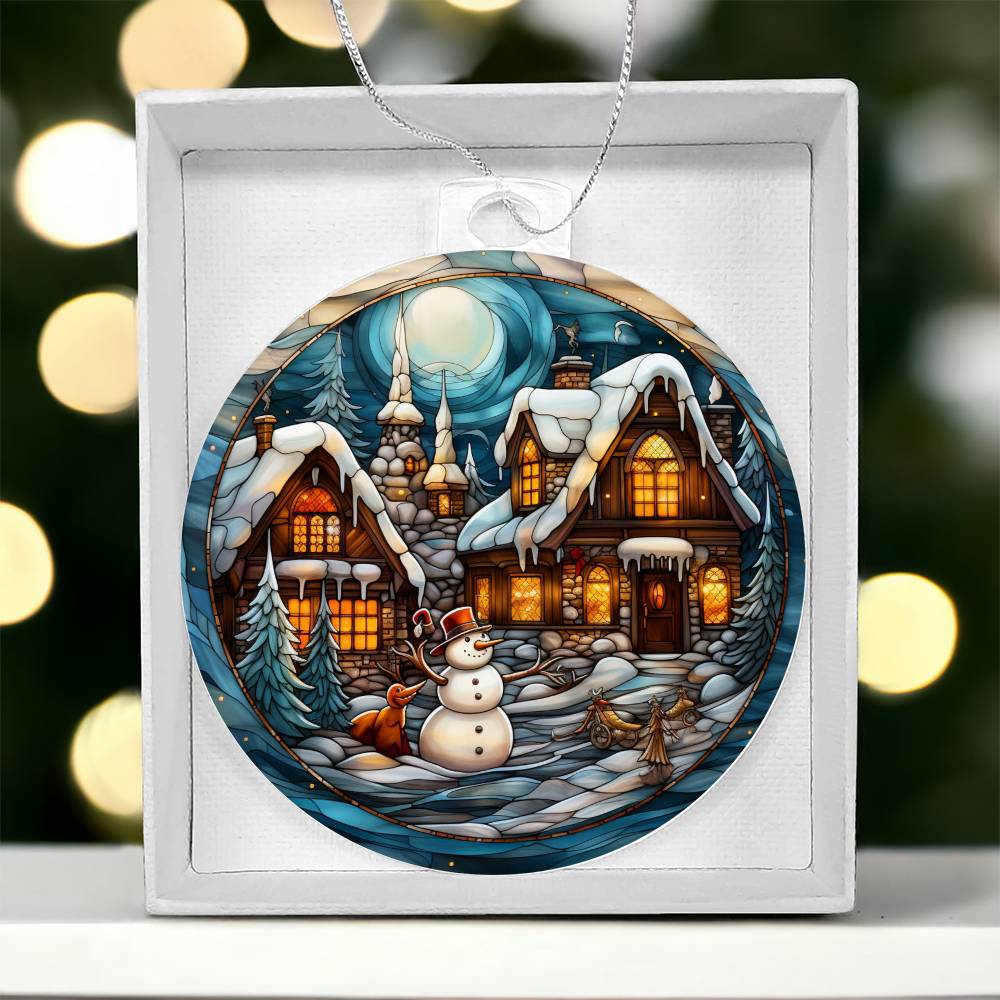 Cozy Winter Village Ornament - Handcrafted Christmas Decor