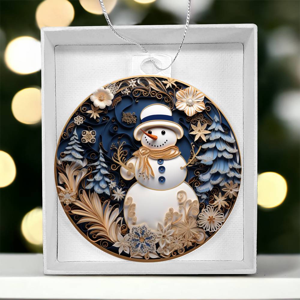 Whimsical Snowman Ornament - Christmas Tree Decoration