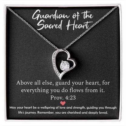 Guardian of the Sacred Heart Necklace - Proverbs 4:23 Scripture Pendant