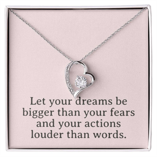 Dreams & Actions Necklace, Motivational Pendant, Inspirational Gift, Love & Empowerment Jewelry, Keepsake Chain, Dream Big Token