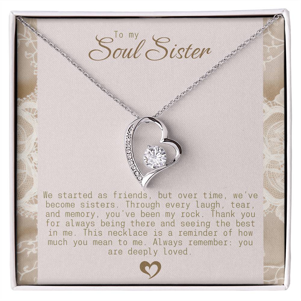 To My Soul Sister Gold Heart Necklace – Sentimental Friendship Pendant, Perfect Gift for Sisters by Heart, Ideal Birthday Gift. Heart sister