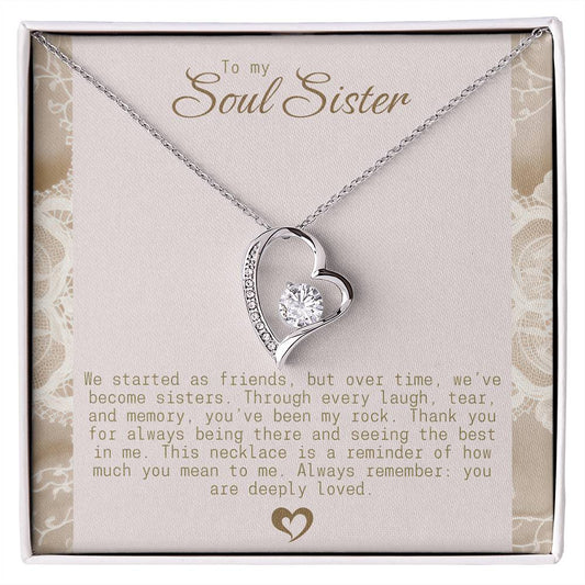 To My Soul Sister Gold Heart Necklace – Sentimental Friendship Pendant, Perfect Gift for Sisters by Heart, Ideal Birthday Gift. Heart sister