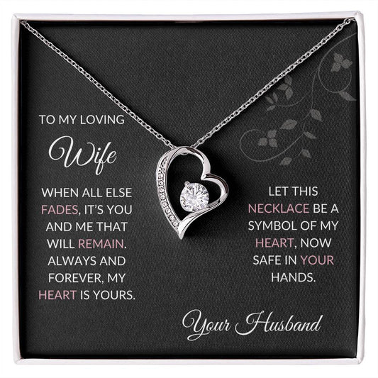 To My Loving Wife Necklace - Heart Pendant with Emotional Message, Anniversary Gift for Her, Romantic Jewelry for Wife, my heart is yours.