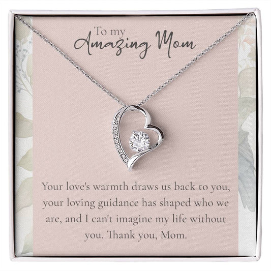 To My Amazing Mom Heart Necklace