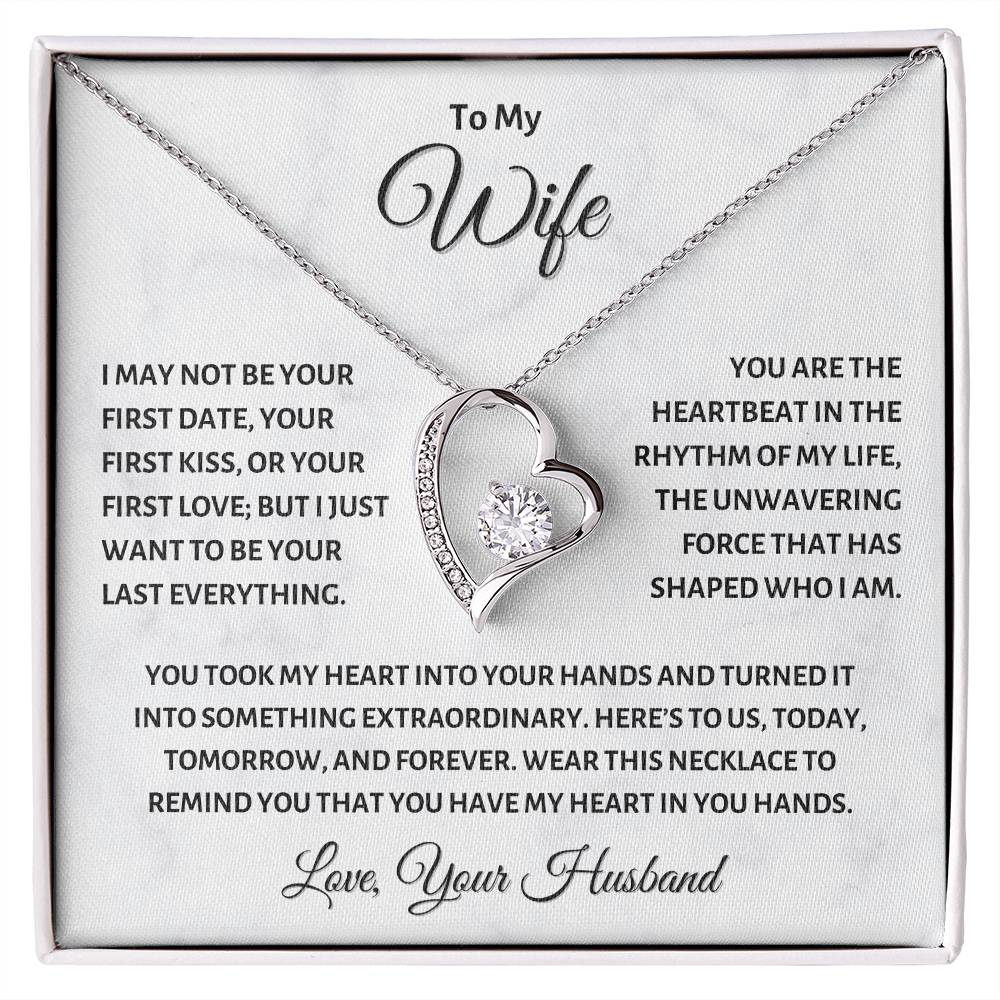 To My Wife Necklace - Elegant Heart Pendant with Sentimental Message, Perfect Anniversary or Valentine's Day Gift