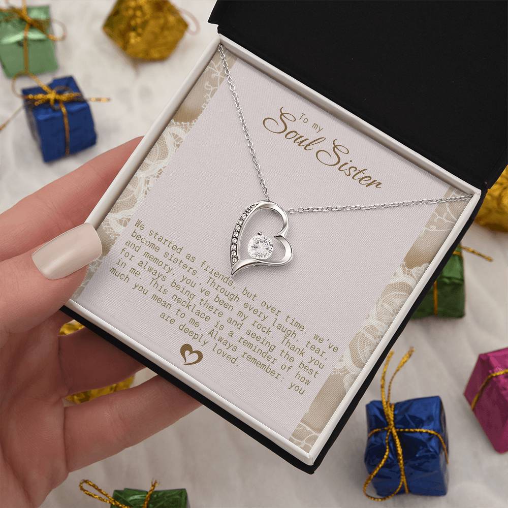 To My Soul Sister Gold Heart Necklace – Sentimental Friendship Pendant, Perfect Gift for Sisters by Heart, Ideal Birthday Gift. Heart sister