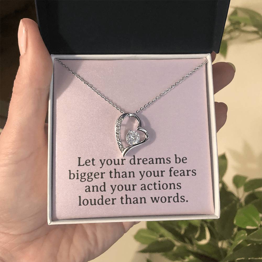 Dreams & Actions Necklace, Motivational Pendant, Inspirational Gift, Love & Empowerment Jewelry, Keepsake Chain, Dream Big Token