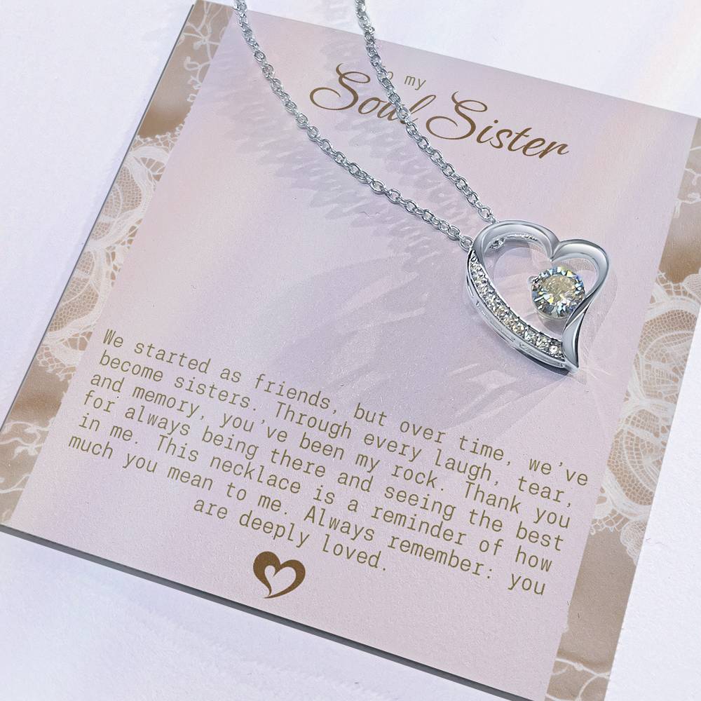 To My Soul Sister Gold Heart Necklace – Sentimental Friendship Pendant, Perfect Gift for Sisters by Heart, Ideal Birthday Gift. Heart sister