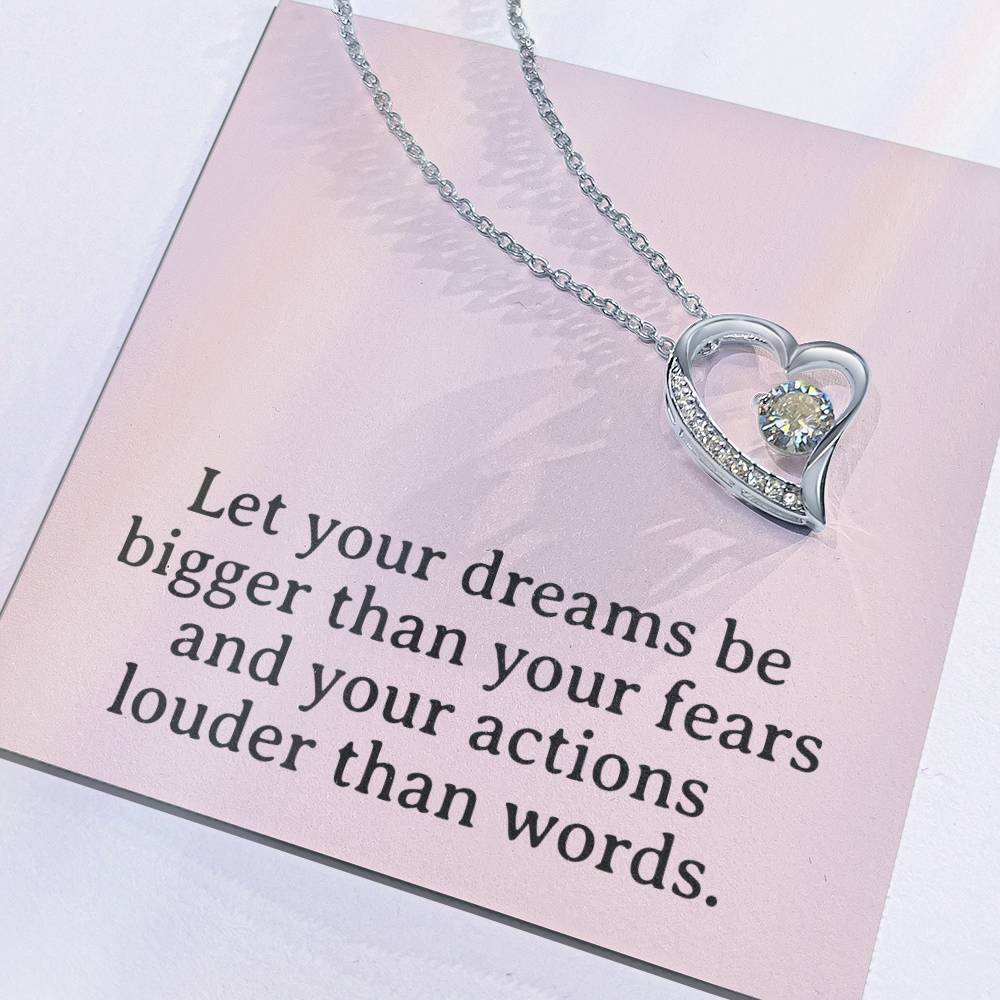 Dreams & Actions Necklace, Motivational Pendant, Inspirational Gift, Love & Empowerment Jewelry, Keepsake Chain, Dream Big Token