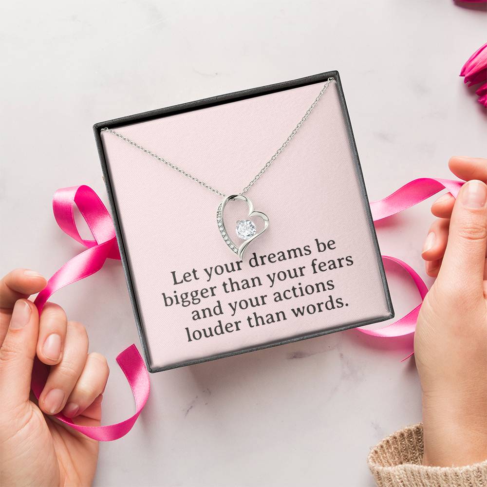 Dreams & Actions Necklace, Motivational Pendant, Inspirational Gift, Love & Empowerment Jewelry, Keepsake Chain, Dream Big Token