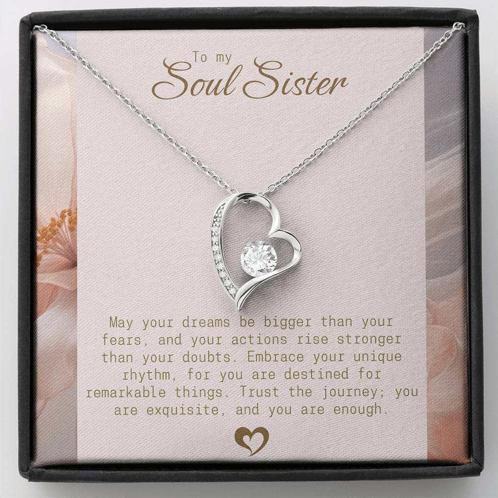 To My Soul Sister Heart Necklace – Inspirational Silver Pendant with Loving Message, Perfect Gift for Sisters, Ideal Birthday Gift,