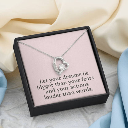 Dreams & Actions Necklace, Motivational Pendant, Inspirational Gift, Love & Empowerment Jewelry, Keepsake Chain, Dream Big Token