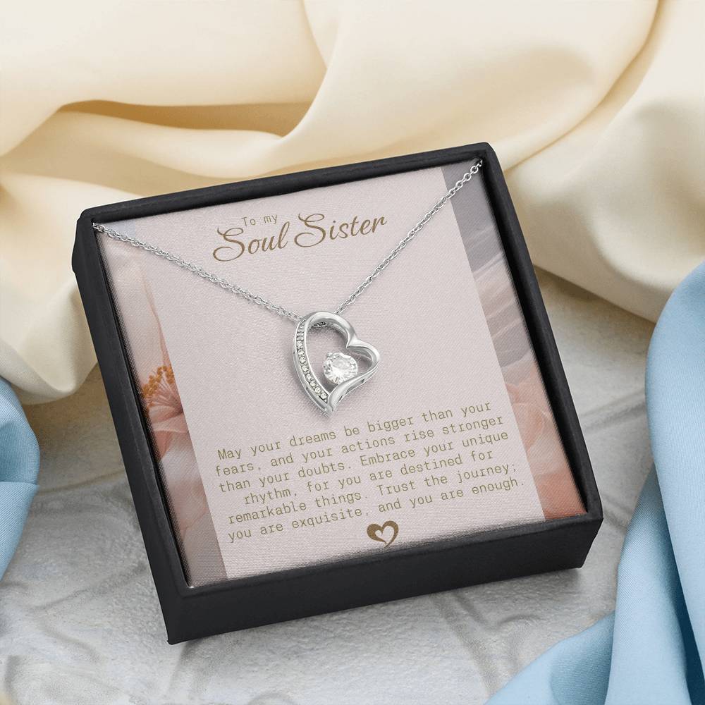 To My Soul Sister Heart Necklace – Inspirational Silver Pendant with Loving Message, Perfect Gift for Sisters, Ideal Birthday Gift,