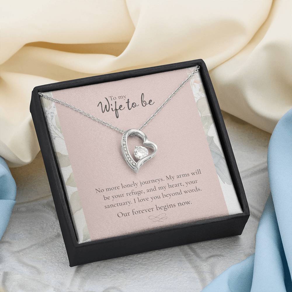 To My Wife to Be - Heart Pendant Necklace, Romantic Engagement Gift, Promise Jewelry for Her