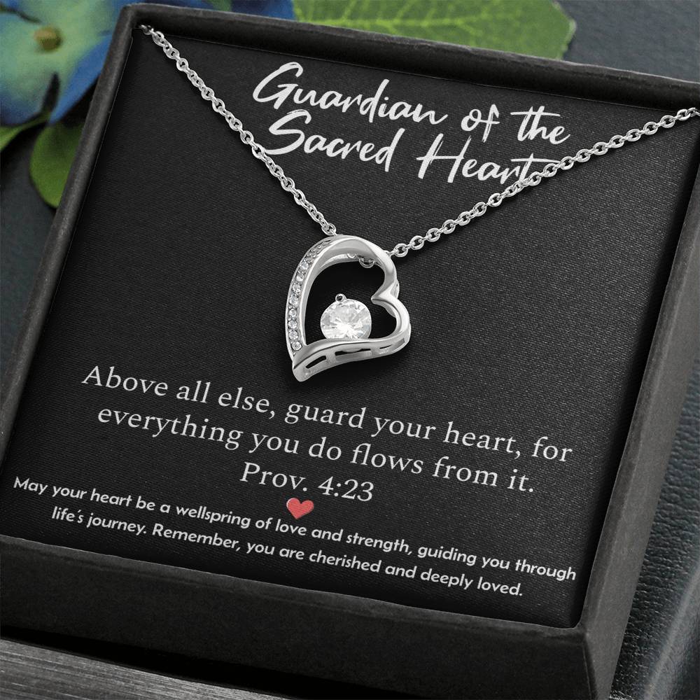 Guardian of the Sacred Heart Necklace - Proverbs 4:23 Scripture Pendant