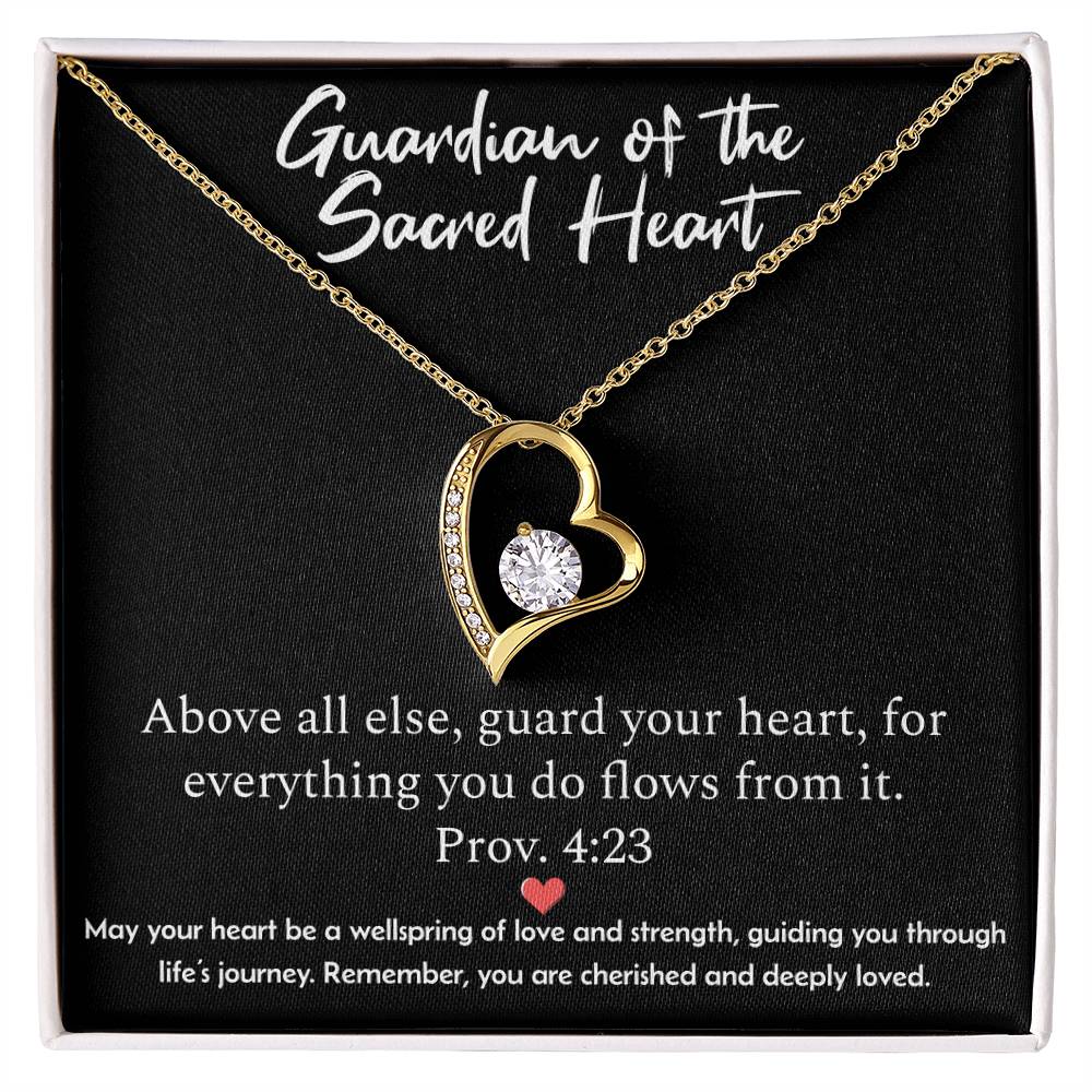 Guardian of the Sacred Heart Necklace - Proverbs 4:23 Scripture Pendant