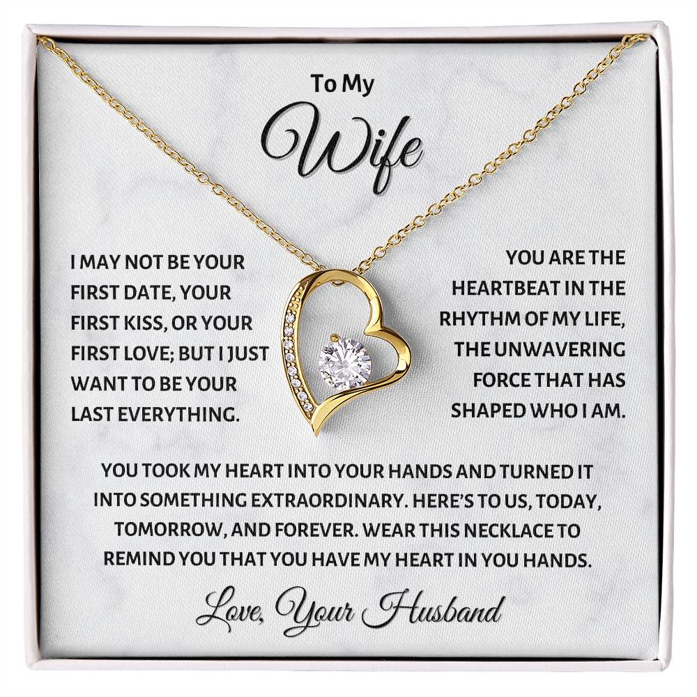 To My Wife Necklace - Elegant Heart Pendant with Sentimental Message, Perfect Anniversary or Valentine's Day Gift