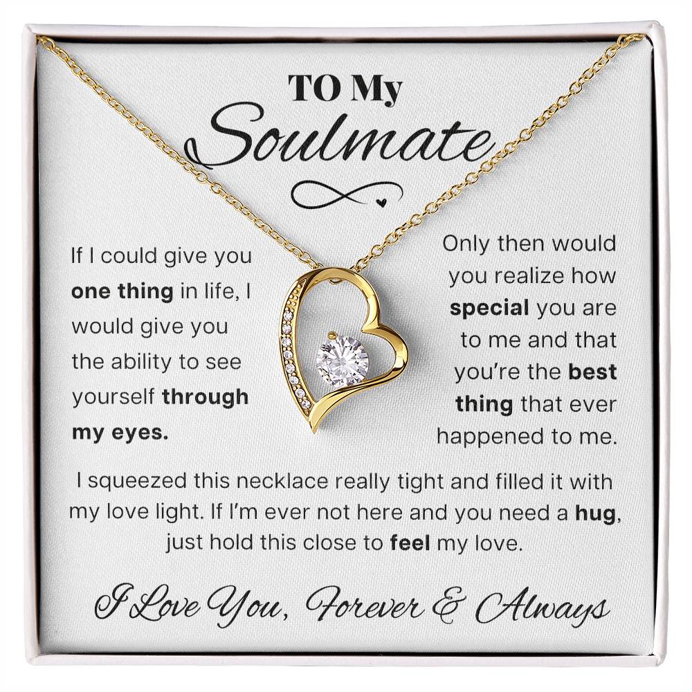 Soulmate Necklace Gift, Romantic Jewelry for Wife or Girlfriend, Love Pendant with Message Card, Forever Love Design, Gold-Plated Stainless Steel