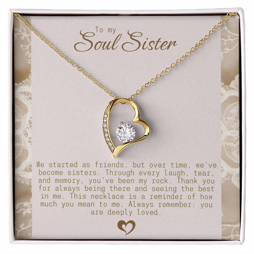 To My Soul Sister Gold Heart Necklace – Sentimental Friendship Pendant, Perfect Gift for Sisters by Heart, Ideal Birthday Gift. Heart sister