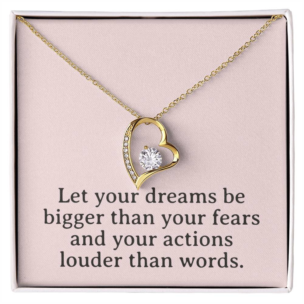 Dreams & Actions Necklace, Motivational Pendant, Inspirational Gift, Love & Empowerment Jewelry, Keepsake Chain, Dream Big Token