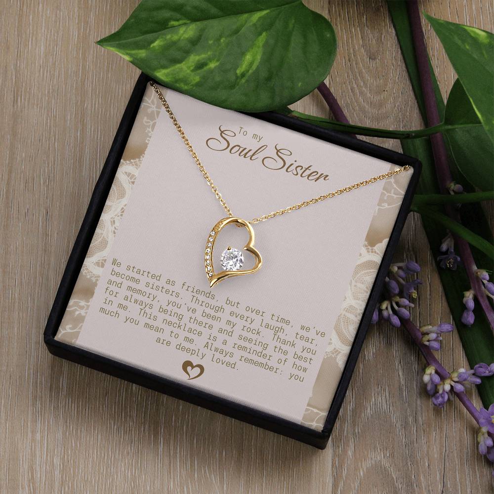 To My Soul Sister Gold Heart Necklace – Sentimental Friendship Pendant, Perfect Gift for Sisters by Heart, Ideal Birthday Gift. Heart sister