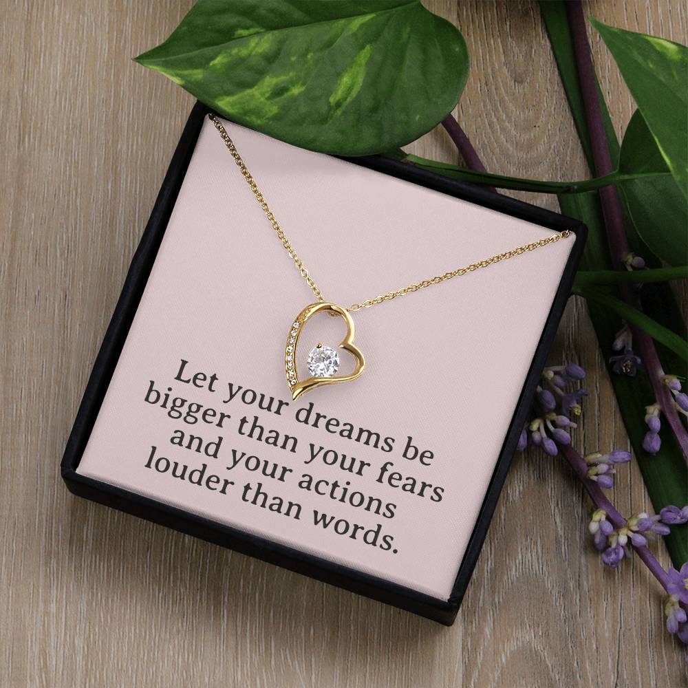 Dreams & Actions Necklace, Motivational Pendant, Inspirational Gift, Love & Empowerment Jewelry, Keepsake Chain, Dream Big Token