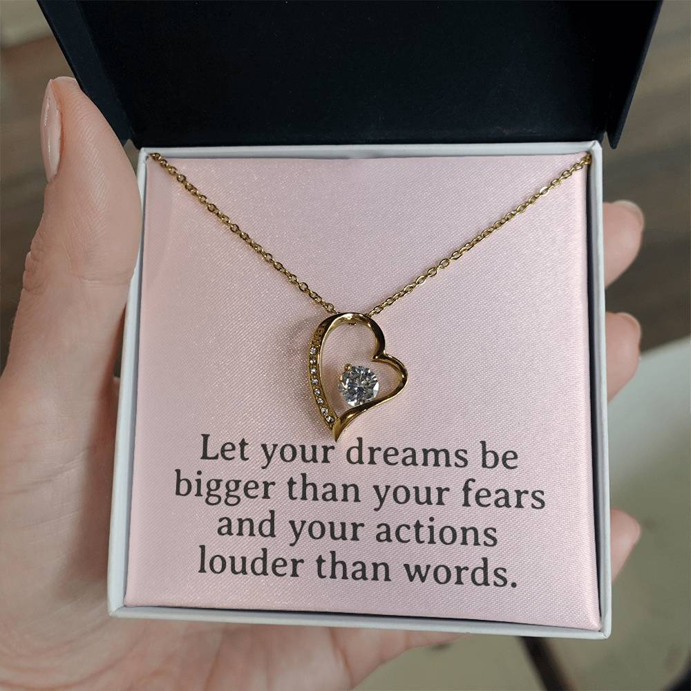 Dreams & Actions Necklace, Motivational Pendant, Inspirational Gift, Love & Empowerment Jewelry, Keepsake Chain, Dream Big Token