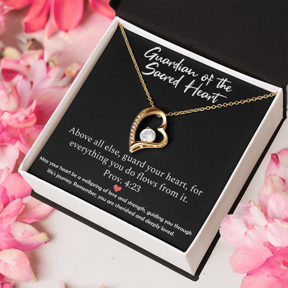 Guardian of the Sacred Heart Necklace - Proverbs 4:23 Scripture Pendant