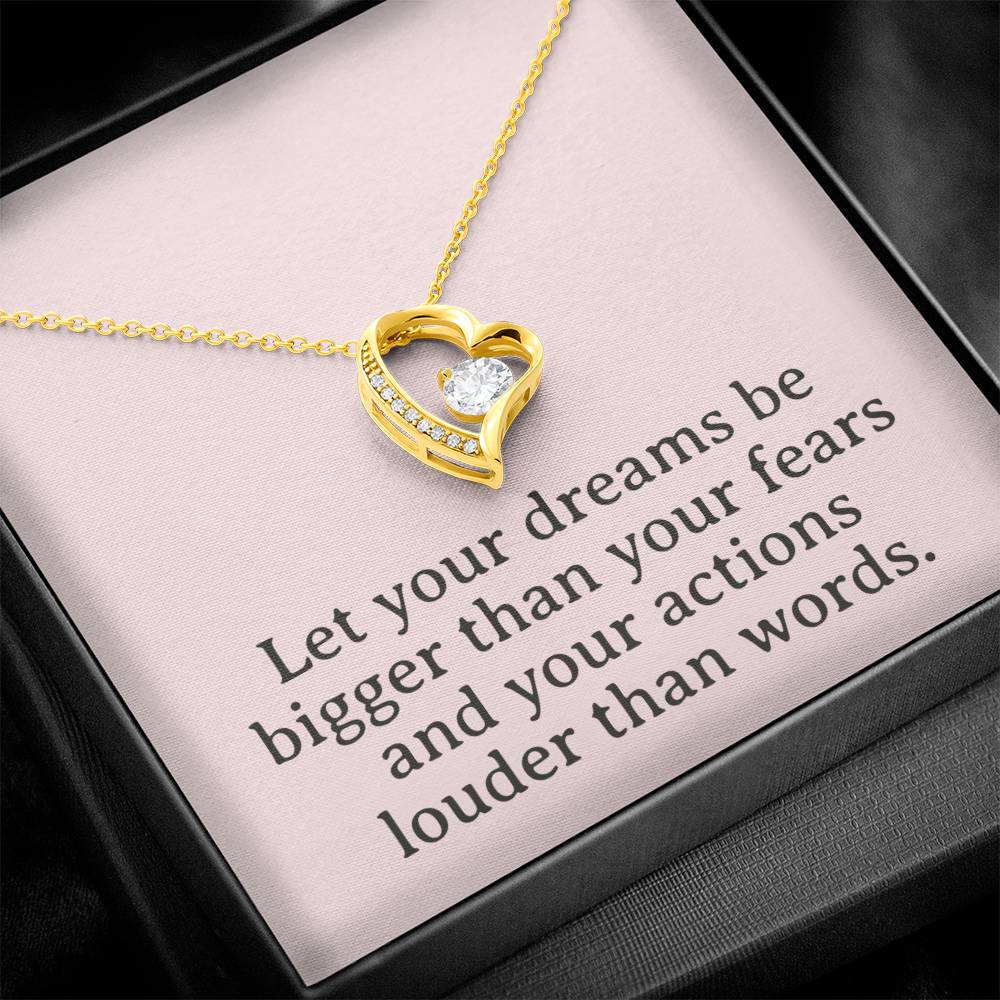 Dreams & Actions Necklace, Motivational Pendant, Inspirational Gift, Love & Empowerment Jewelry, Keepsake Chain, Dream Big Token