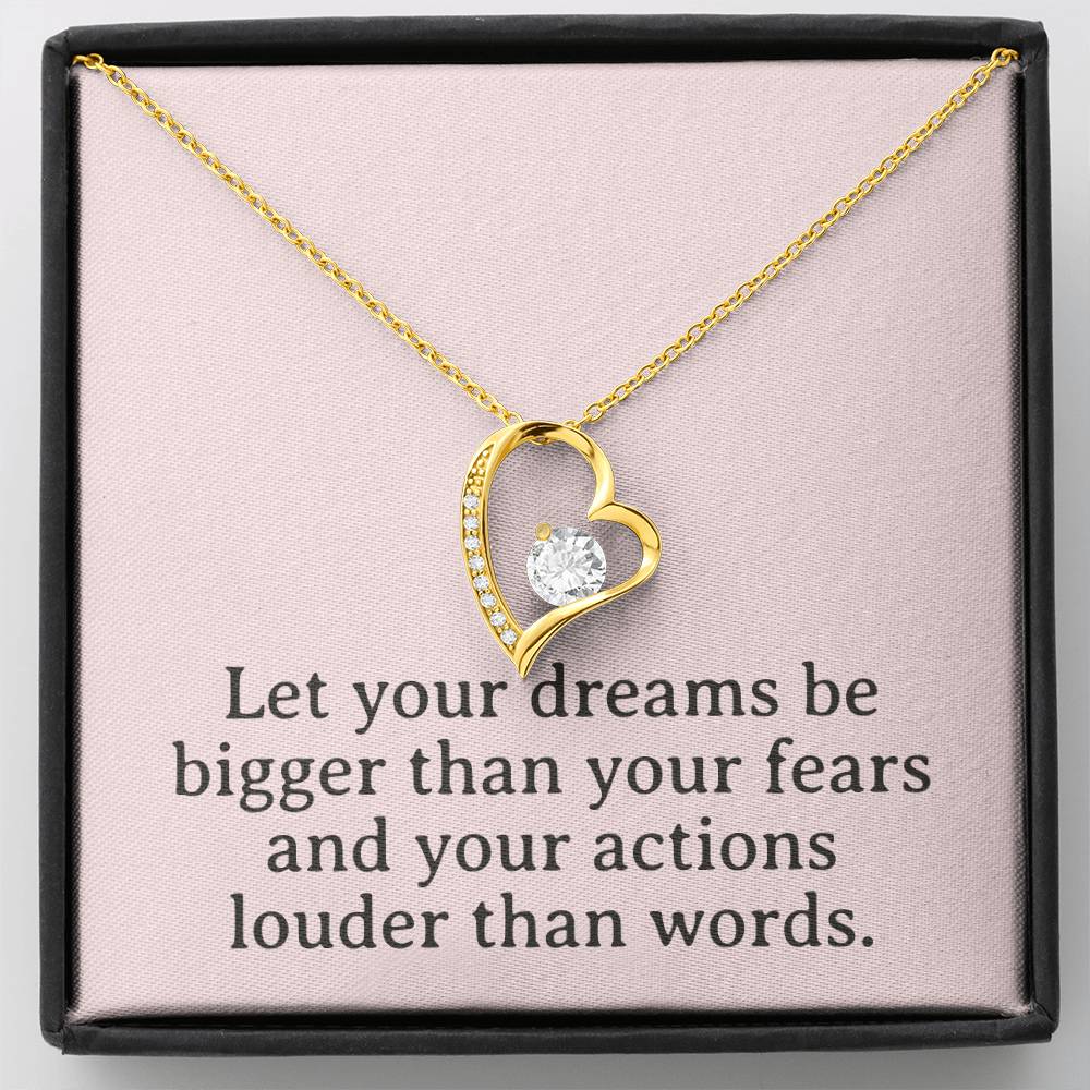 Dreams & Actions Necklace, Motivational Pendant, Inspirational Gift, Love & Empowerment Jewelry, Keepsake Chain, Dream Big Token