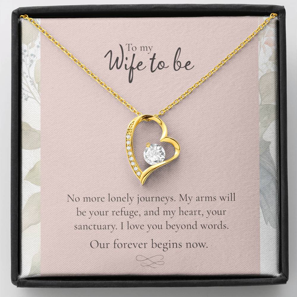 To My Wife to Be - Heart Pendant Necklace, Romantic Engagement Gift, Promise Jewelry for Her