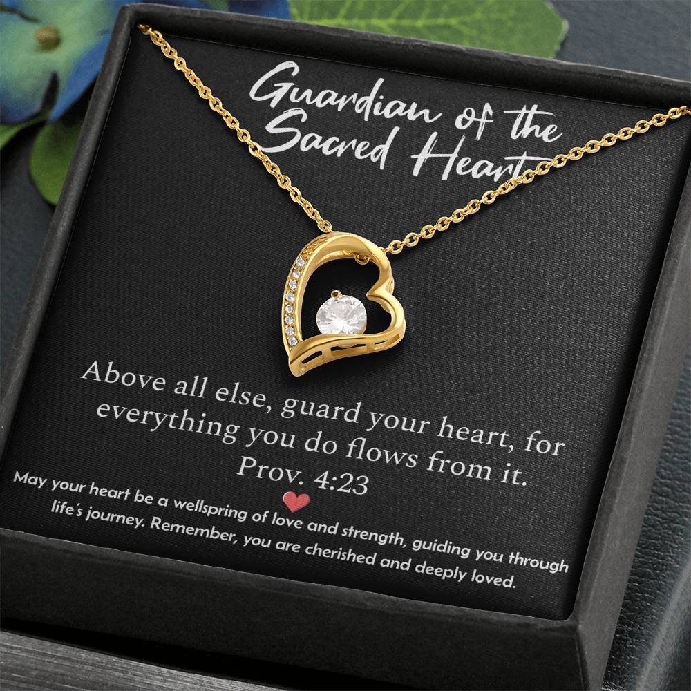 Guardian of the Sacred Heart Necklace - Proverbs 4:23 Scripture Pendant