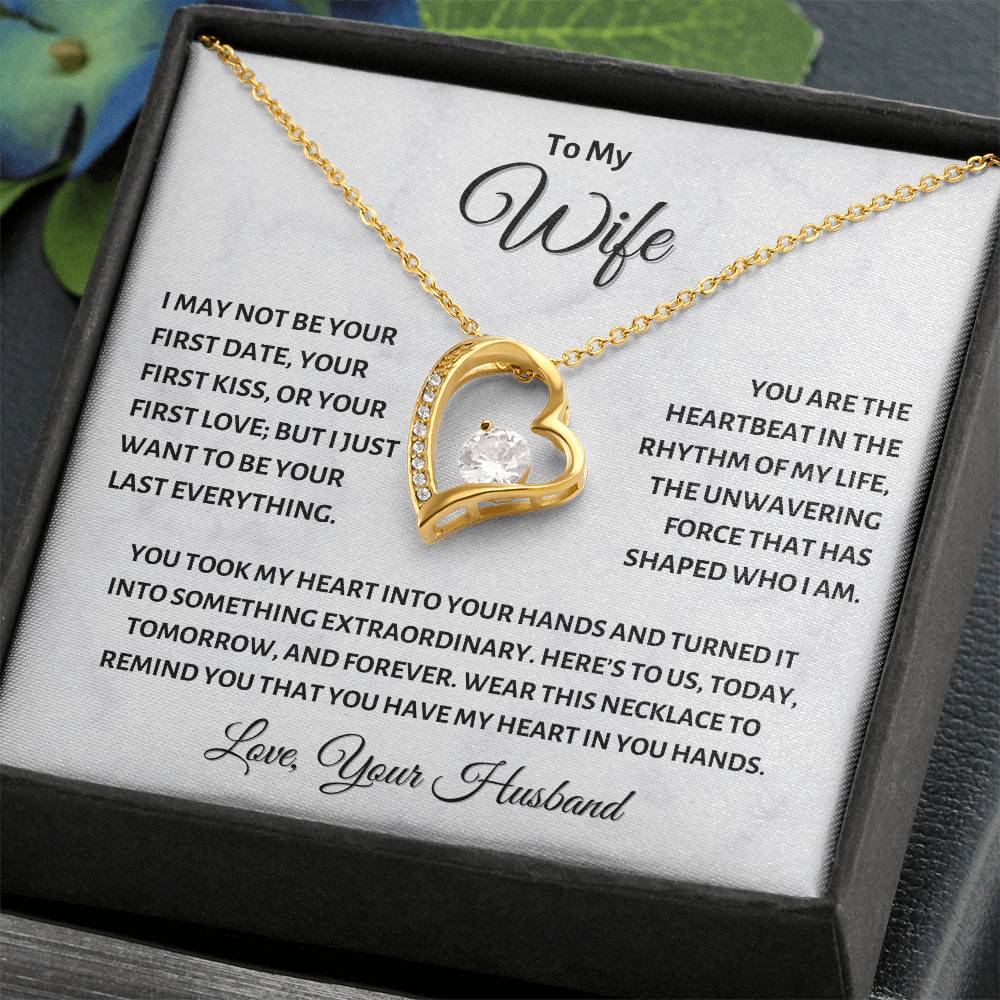 To My Wife Necklace - Elegant Heart Pendant with Sentimental Message, Perfect Anniversary or Valentine's Day Gift