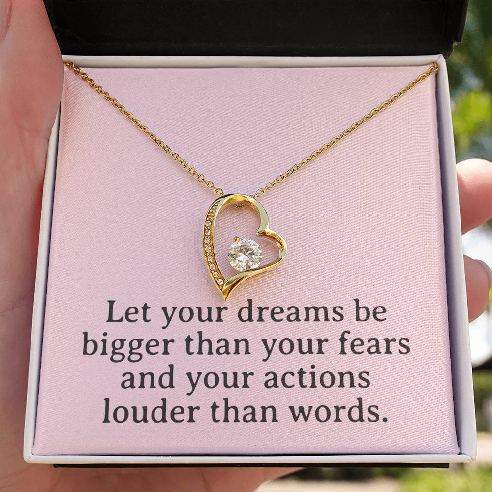 Dreams & Actions Necklace, Motivational Pendant, Inspirational Gift, Love & Empowerment Jewelry, Keepsake Chain, Dream Big Token