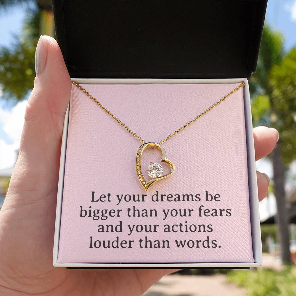 Dreams & Actions Necklace, Motivational Pendant, Inspirational Gift, Love & Empowerment Jewelry, Keepsake Chain, Dream Big Token