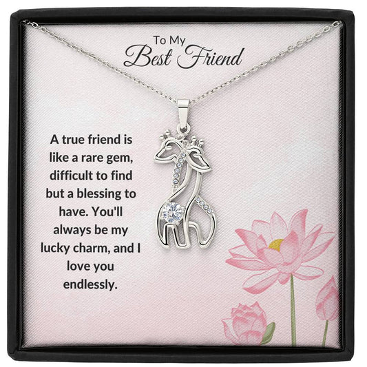 To My Best Friend Necklace - Adorable Giraffe Pendant with Sentimental Message, Unique Friendship Gift for Her