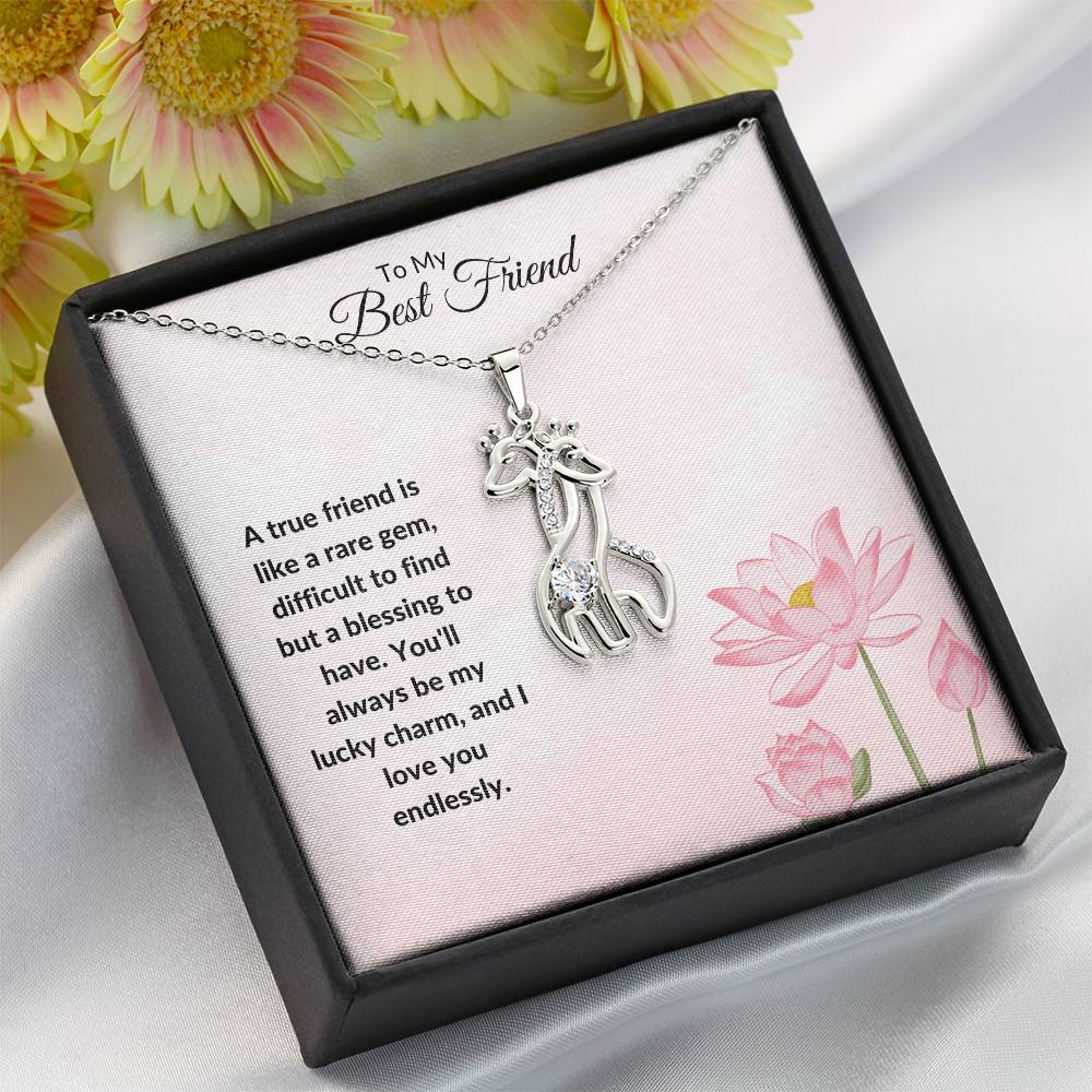 To My Best Friend Necklace - Adorable Giraffe Pendant with Sentimental Message, Unique Friendship Gift for Her