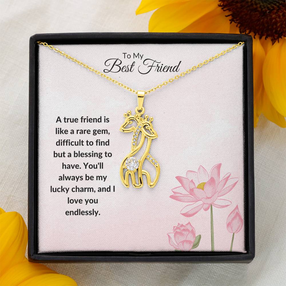 To My Best Friend Necklace - Adorable Giraffe Pendant with Sentimental Message, Unique Friendship Gift for Her