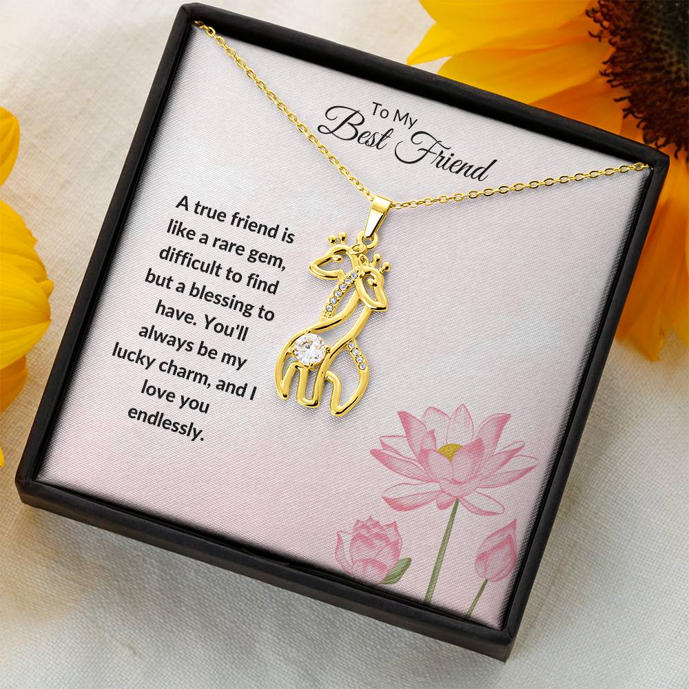 To My Best Friend Necklace - Adorable Giraffe Pendant with Sentimental Message, Unique Friendship Gift for Her