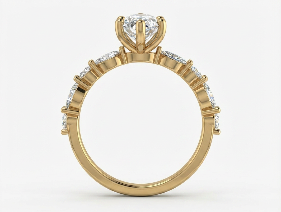 Anillo Destello Marquise · Oro Sólido 10K / 14K / 18K en oro sólido — SilverShine (vista 4)