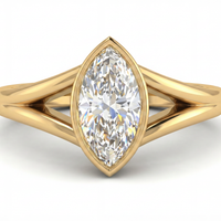 Caricia Dorada — Anillo Solitario Marquise Bezel en Oro Sólido