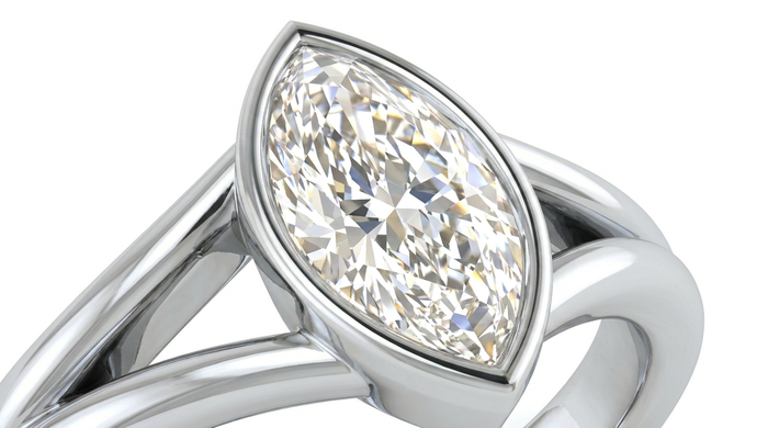 Caricia Dorada · Anillo solitario marquise bezel en plata 925 — SilverShine (vista 5)
