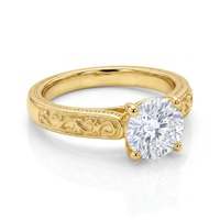Herencia de Amor — Anillo Solitario Redondo con Filigrana Vintage en Vermeil u Oro Sólido