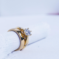 Trio de boda luz del corazon - Bañado en oro  vermeil 18K