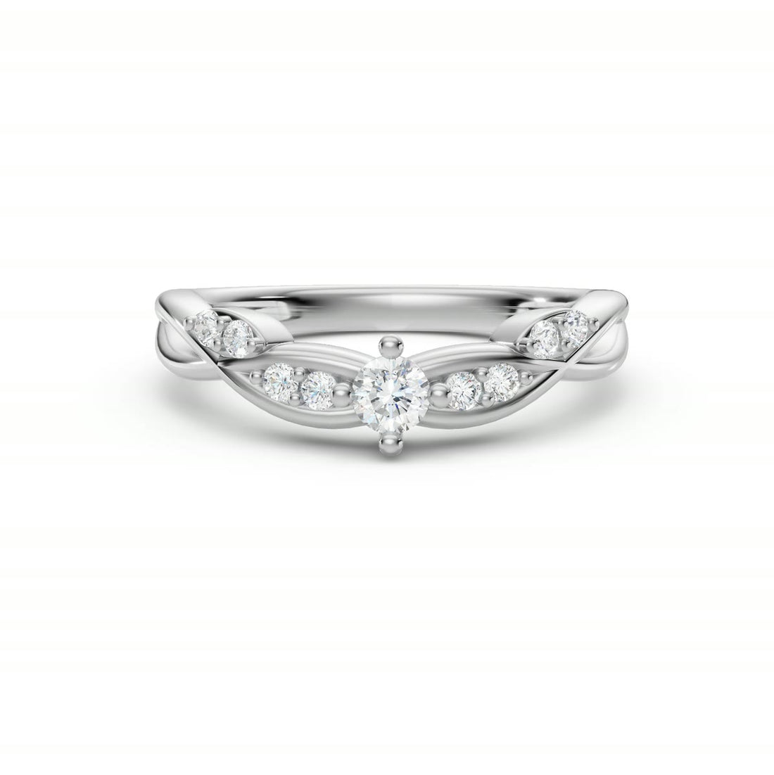 Jardín de Luz - Wedding Band - Oro Blanco — vista 360°