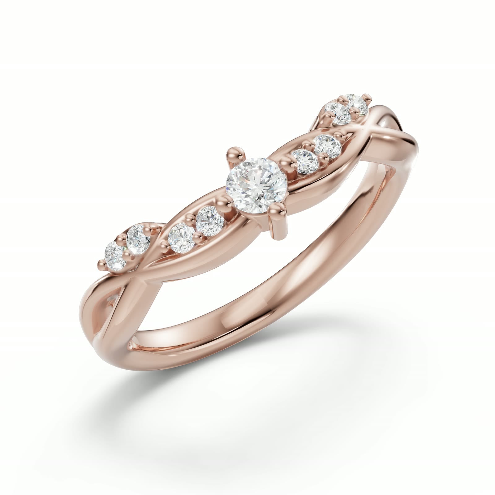 Jardín de Luz - Wedding Band en oro rosa, perspectiva