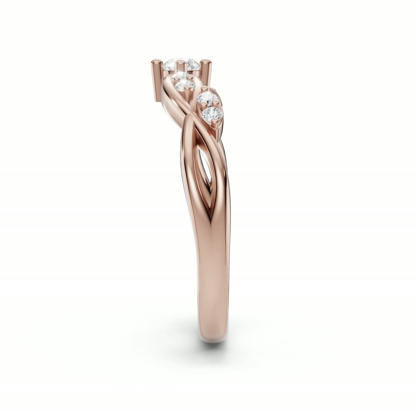 Jardín de Luz - Wedding Band en oro rosa, lado