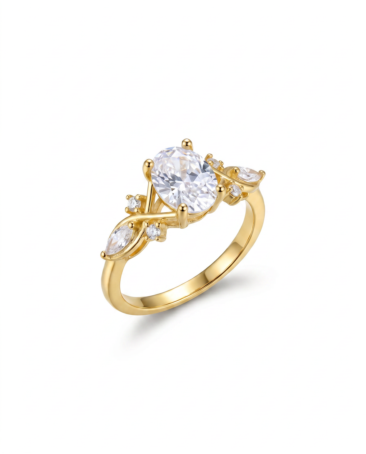 Trío de Boda Jardín de Luz — Set Completo en Vermeil de Oro con Zirconia