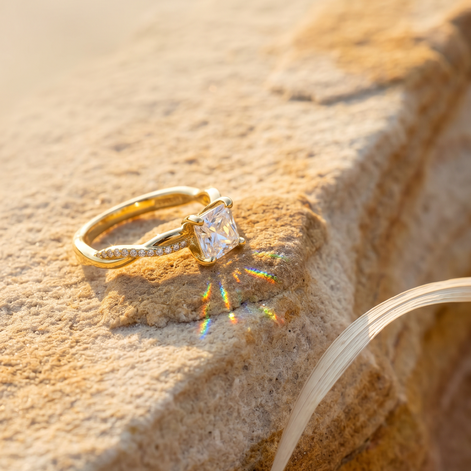 Lazo Eterno · Anillo de Compromiso Princess Twist en Vermeil u Oro Sólido en oro, vermeil o plata 925 — SilverShine (vista 5)